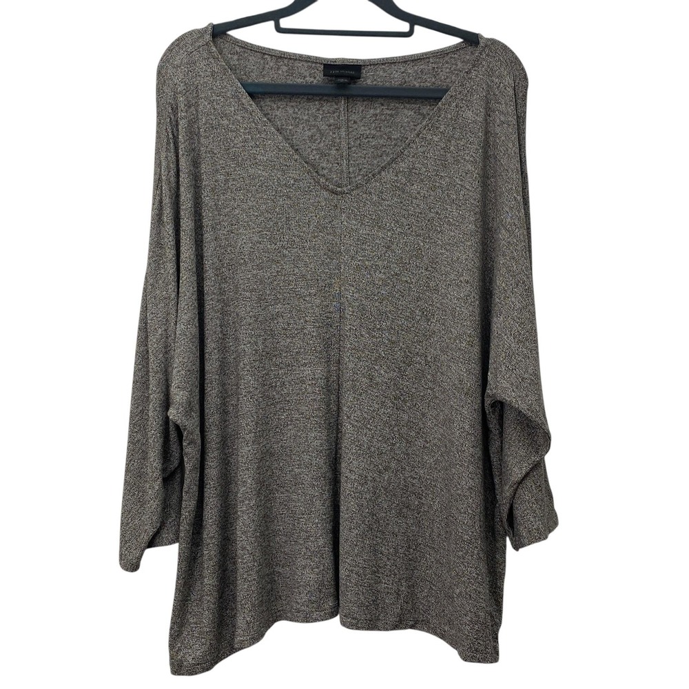 J Jill Wearever Collection Shirt Womens XL Gray Knit Dolman Sleeve V Neck Top